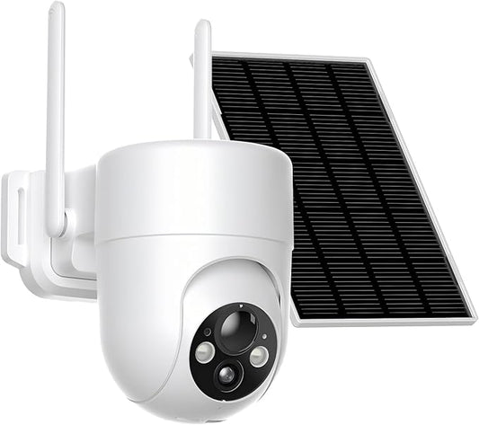 Solar Camera Outdoor Wireless, 2K Color Night Vision, Security Cameras Wireless Outdoor with 360°View, Battery Powered, 2.4GHz WiFi, Instant Alerts, IP65