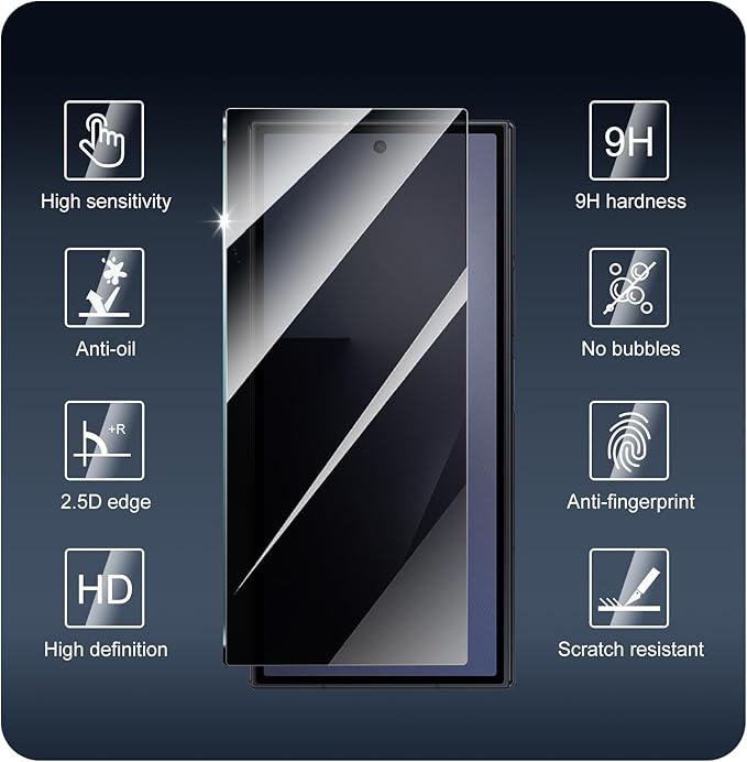 3+3-Pack, Privacy Screen Protector and Camera Lens Protector for Samsung Galaxy Z TriFold/Fold7, Anti-Spy Tempered Glass Film, Dark Private Black Protection, 9H Hardness, Anti-Scratch, Bubble Free