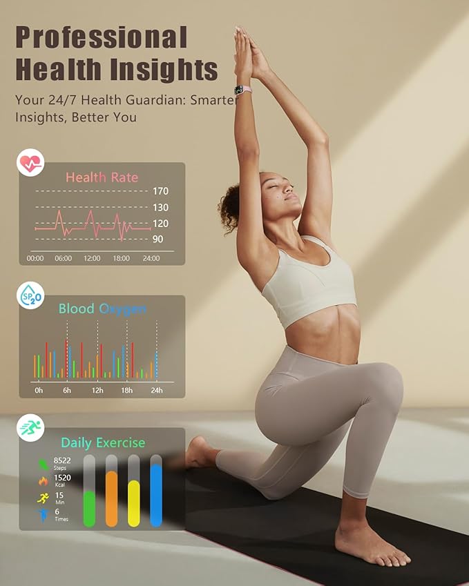 Smart Watches for Women Men with Call - Fitness Trackers with 24-Hour Heart Rate SpO2 Sleep Monitor iP68 Waterproof 100+ Sport Mode Watches for Women gift Compatible with iPhone Android Phones