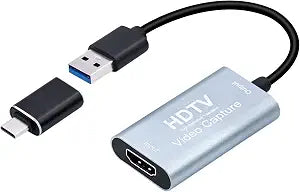 Mcbazel 4K HDMI Video Capture Card USB C, Video Capture Device for Live Streaming/Gaming/Recording, 1080p 60fps USB 3.0 HDMI to USB C Capture Card with Adapter, Compatible with OBS/PS5/Switch/PC/Mac