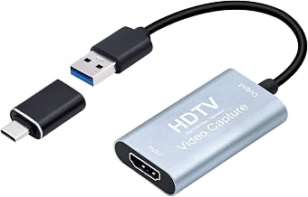 Mcbazel 4K HDMI Video Capture Card USB C, Video Capture Device for Live Streaming/Gaming/Recording, 1080p 60fps USB 3.0 HDMI to USB C Capture Card with Adapter, Compatible with OBS/PS5/Switch/PC/Mac