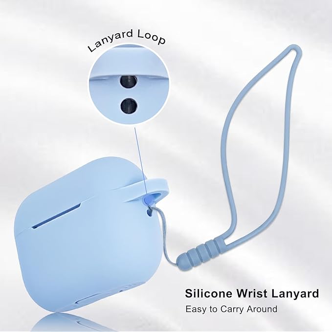 Compatible with Airpods Pro 2nd Generation Case Cover 2022, Soft Silicone Protective Cover with Bracelet Keychain for Apple Airpods Pro 2 Case for Women (Sky Blue)