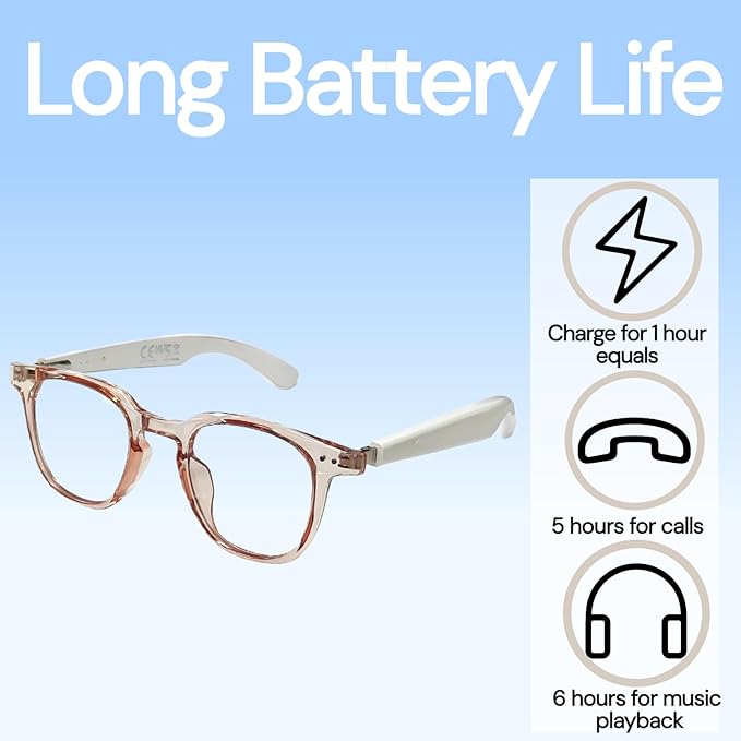 Smart Bluetooth Glasses, Sunglasses with UV and Blue Light Protection, AI Real-time Translation with 140 Languages, Touch Control, Music & Call for Athletic/Outdoor, Unisex (White)