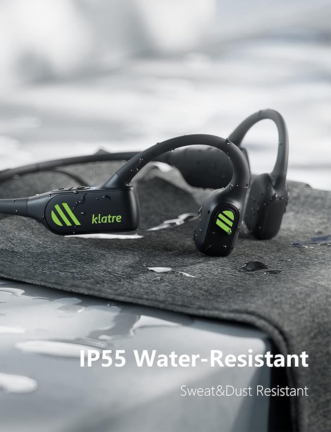 klatre Open Ear Headphones Wireless Bluetooth 【2023 Version】 Bone Conduction Headphones for Workouts/Walking/Jogging, Sweat Resistant, Water Resistant, Headset for Music/Audio Books/Podcast - Olive
