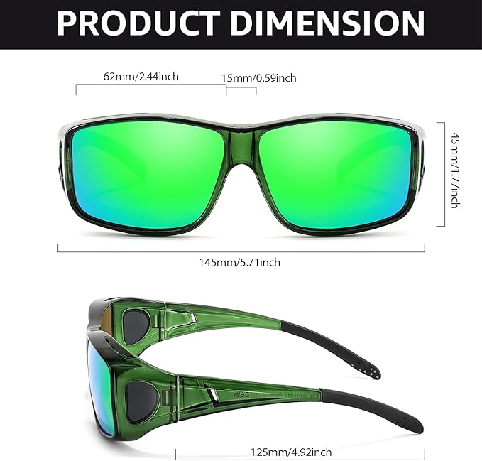 FIMILU 2PCS Polarized Sunglasses Fit Over Glasses for Men, Wrap Around Sunglasses for Driving & Outdoor UV400 Protection