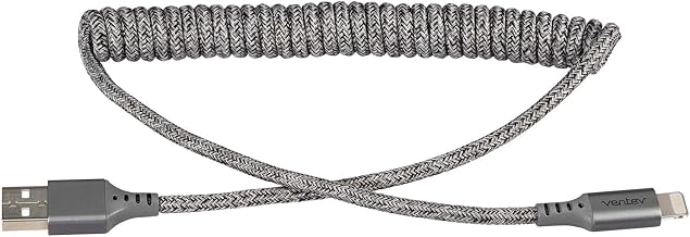 Ventev USB A to Apple Lightning High-Speed Helix Travel Cable for iPhone 1-14, AirPods, iPads and More devicess (Heather Gray) - Image 1