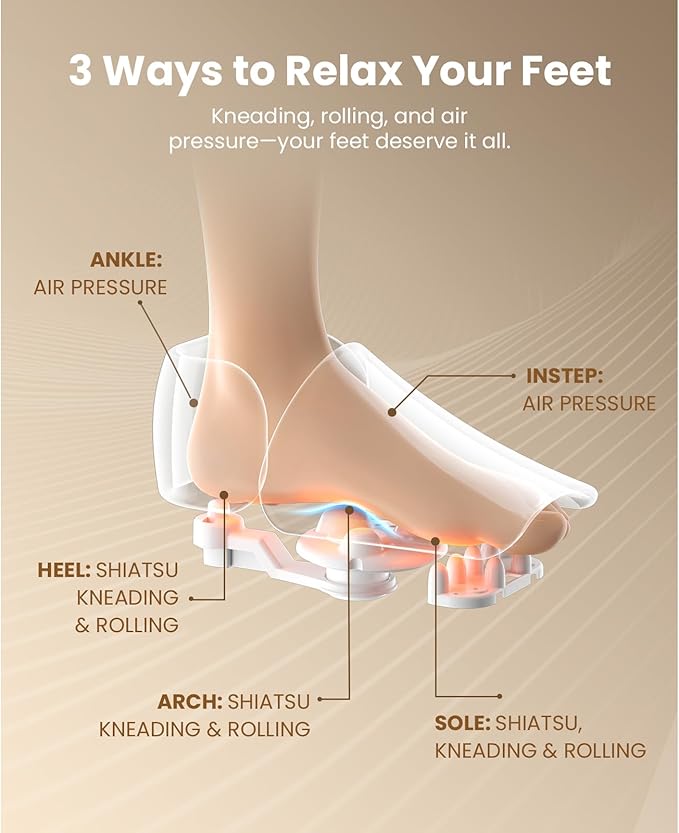 BOB AND BRAD Shiatsu Foot Massager with Heat and Remote, Christmas White Elephant Gifts for Women Mom FSA Eligible HSA Deep Kneading Electric Feet Massager for Plantar Fasciitis, Fits US Size 12