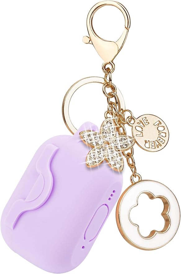 Secure Lock Case for Airpods Pro 2nd Generation Case with Bling Keychain, Silicone Protective Case Cover for Airpods Pro 2 Women Girls - Lavender