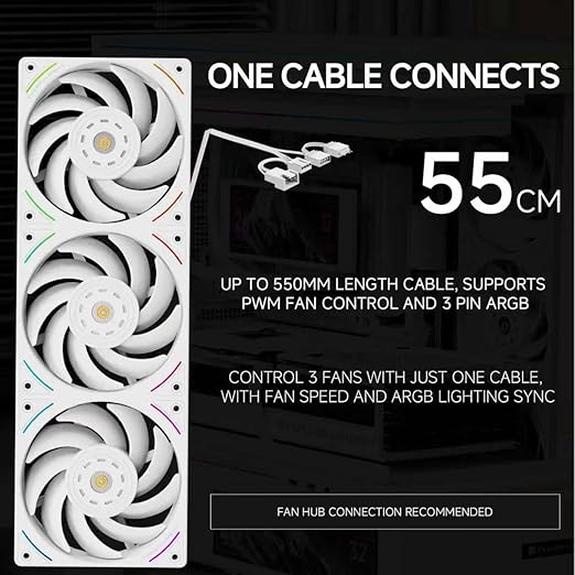 Thermalright Trofeo Vision 360 ARGB White CPU AIO Cooler,6.86-inch LCD Long Screen High-Performance 360mm Water-Cooled Radiator, IPS LCD Screen with 1280x480 Resolution,for AM4/AM5,Intel LGA1851/1700