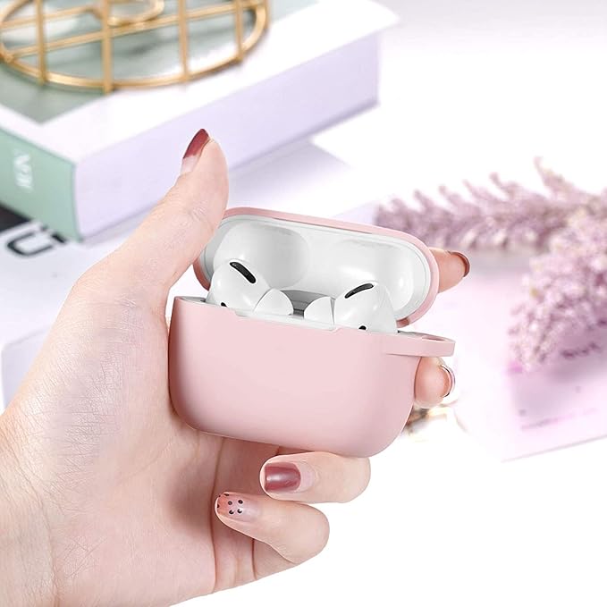 Lerobo Compatible with Apple AirPods Pro Case Cover,Shockproof Washable Silicone Protective Cover Case for Airpod Pro 2 Supports Wireless Charging with Carabiner Front LED Visible,Pink