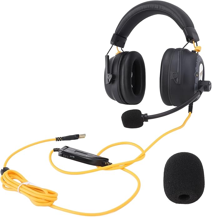 Yunir PC Gaming Headset,USB Headset with 7.1 Surround Sound,Computer Headphones with Noise Cancelling Microphone,Over Ear Wired Headphones for PC (Black)