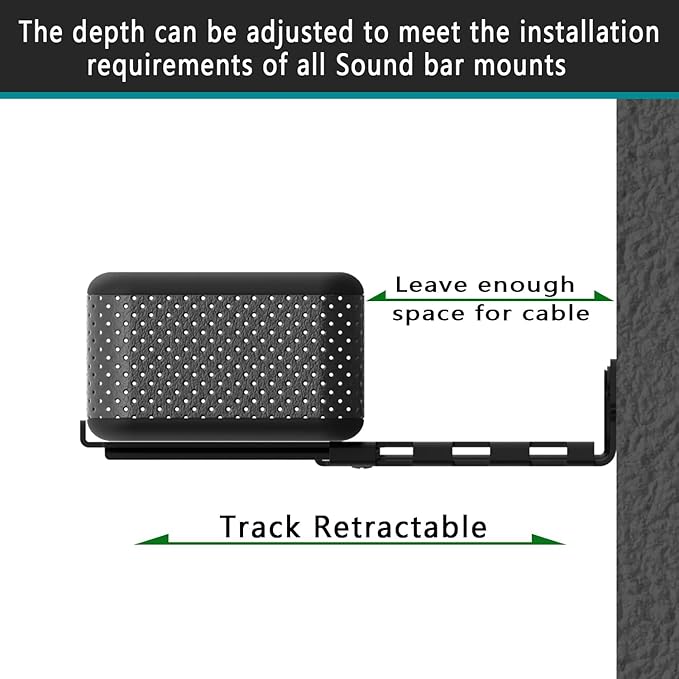 Soundbar Mount | Works with All Soundbar Including Samsung, Sony, Vizio, LG, & More | Depth Adjustable Sound Bar Mounts Under TV Bracket (Black: V02)