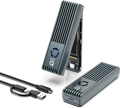NVMe Enclosure with Cooling Fan, Full Aluminum Alloy(Gery)