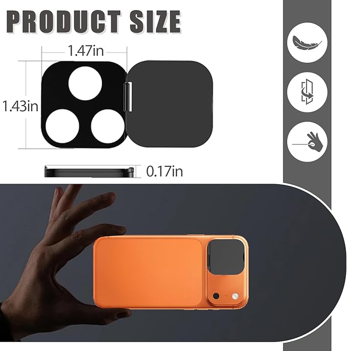 Camera Lens Cover Compatible for iPhone 17 Pro/ 17 Pro Max,Camera Lens Protector to Protect Privacy and Security,Strong Adhesive Black-2 Pack