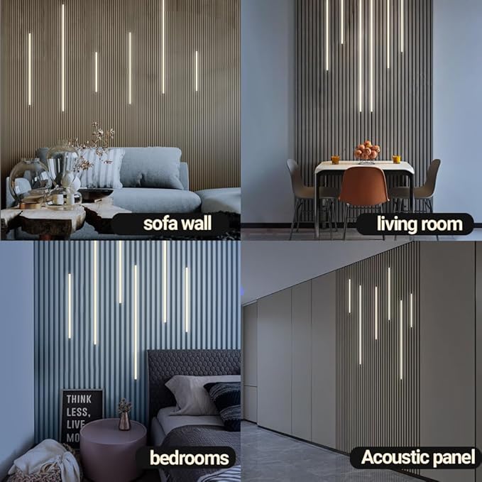 HAMRVL Wood Slat Wall Panels LED Recessed Lighting - 6pcs DC12V Adhesive Acoustic Panel Lights with Touch Switch, 4000K Natural White LED Light for Wood Wall Panels, Headboard, Under Cabinet Lighting