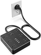 Flat Plug Power Strip, 5Ft Extension Cord with Multiple Outlets - Image 1