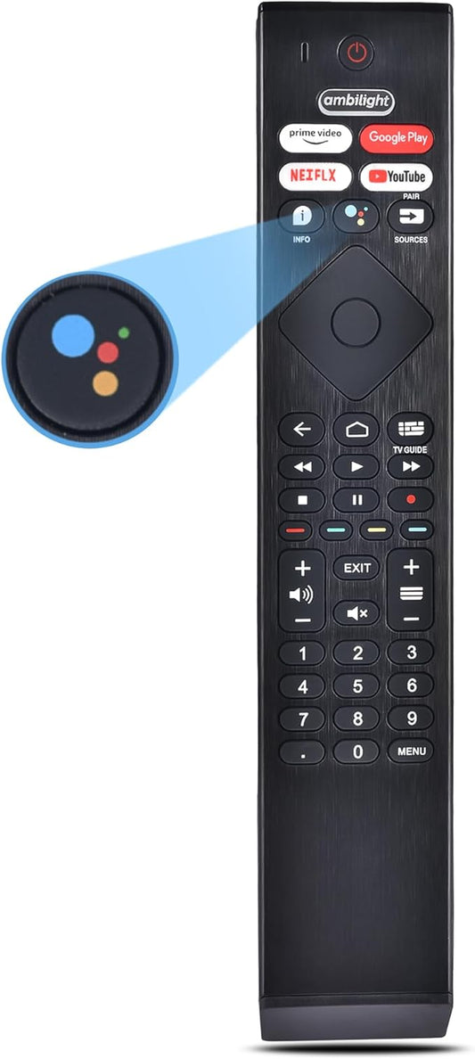 Voice Replacement Remote for Philips Smart TV: Universal Control for Philip 4K Ultra HD Smart Android TV with Google Assistant.for 43" 50" 55" 65" 75" Class 5704 5504 5604 5806