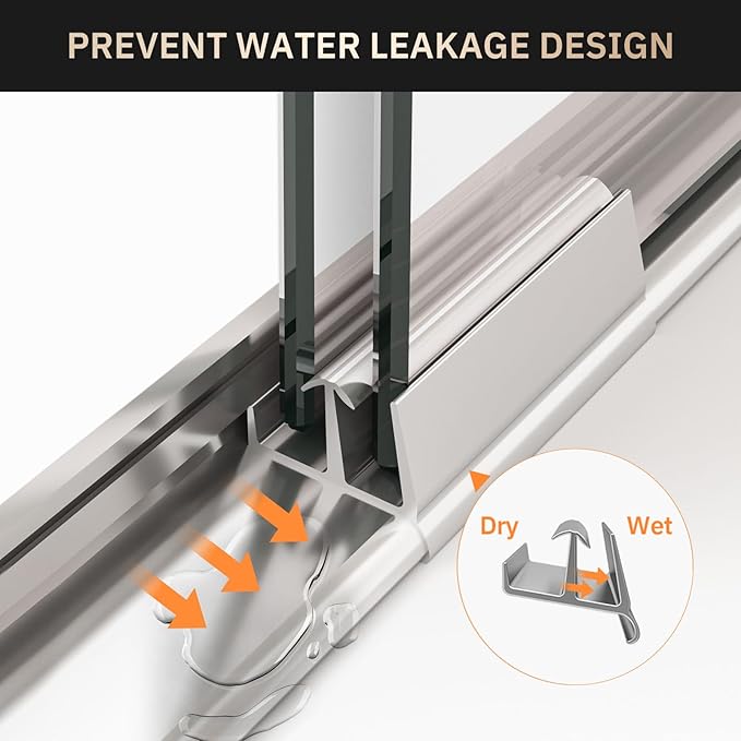 Glass Shower Door 50-54" W x 72" H Semi-Frameless Double Sliding Bathroom Shower Doors with 1/4 inch Clear Tempered Glass for Walk-in Shower, Chrome