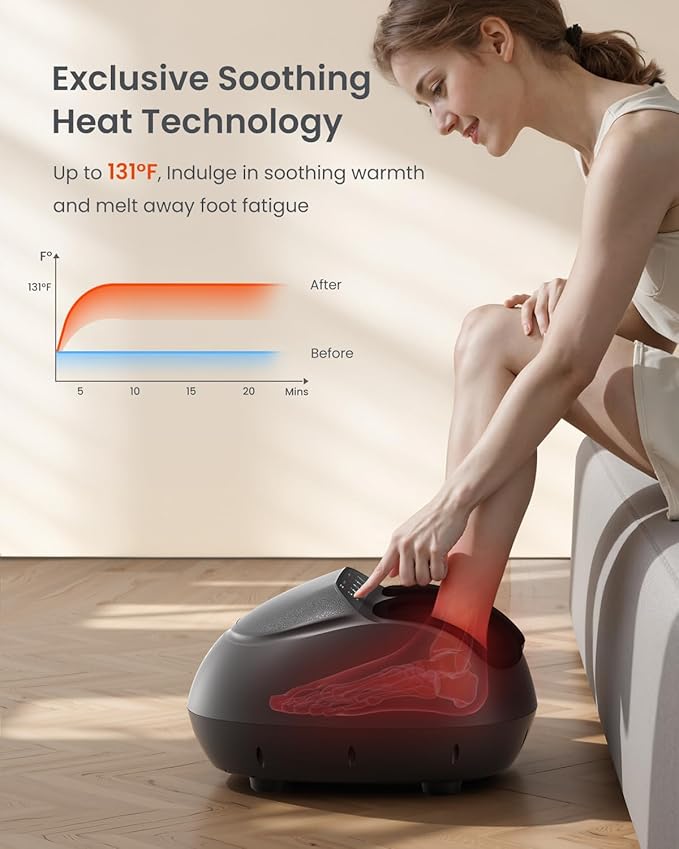 RENPHO Full Foot Massager Machine, 2026 Upgraded Shiatsu Foot Massager with Heat, FSA Eligible HSA Store Eligible, Plantar Fasciitis Massager, Christmas Gifts for Women Mom Men Dad, Fits Up to Size 13