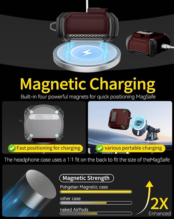 Compatible with AirPods 4 Case,Magnetic Automatic Lock with Phone Stand & Cleaning Kit,Compatible with Magsafe Cover -Brown