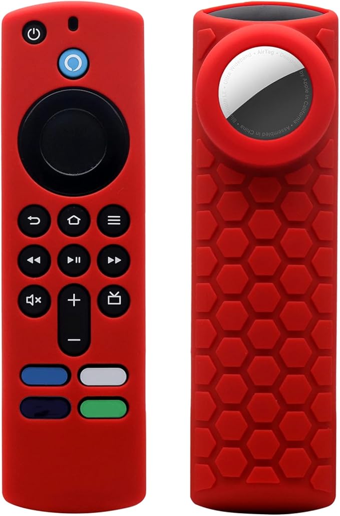 TV Stick 3rd Remote Cover Case with Tracker Holder, Compatible with Alexa 3rd Gen Remote,Tracker Cover for Tile Sticker,Red