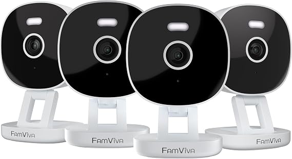 2K Wired Security Camera, Indoor/Outdoor for Home, Pet, Baby, Nanny, IP65 Waterproof Color Night Vision, White Light & Siren, Recording, Motion Detection, Works with Alexa,Plug in, White-4P