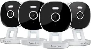 2K Wired Security Camera, Indoor/Outdoor for Home, Pet, Baby, Nanny, IP65 Waterproof Color Night Vision, White Light & Siren, Recording, Motion Detection, Works with Alexa,Plug in, White-4P