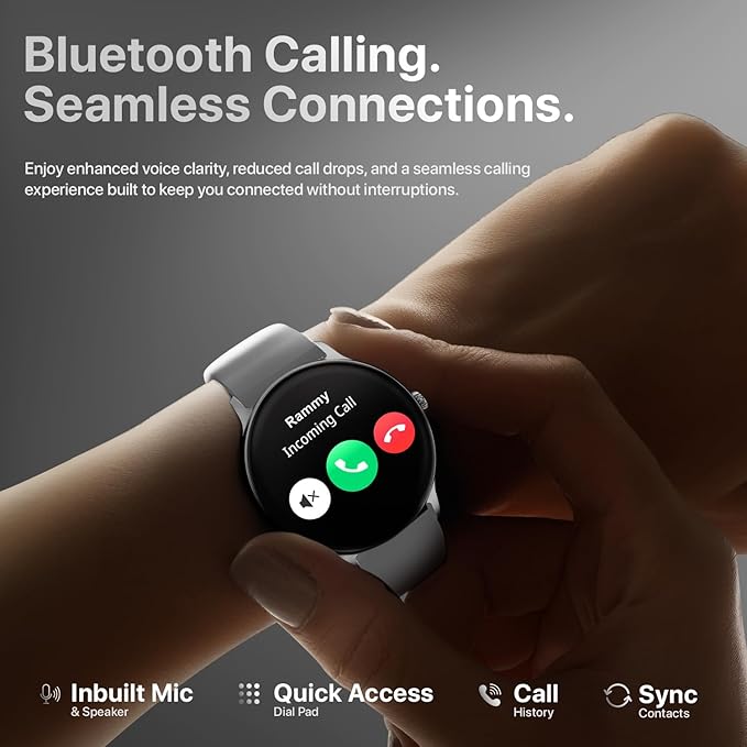 Fire-Boltt Phoenix Pro 35.3mm (1.39 inch) Bluetooth Calling Smart Watch, AI Voice Assistant, Metal Body with 120+ Sports Modes, SpO2, Heart Rate Monitoring. (Silver Grey)