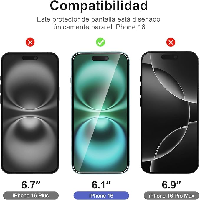 NEW'C 3x for iPhone 16 Screen Protector (6.1 inches)+ 3x Camera Lens Protector, Sensor Protection, Case Friendly Tempered Glass Film +Dust Plug- Easy installation tool include