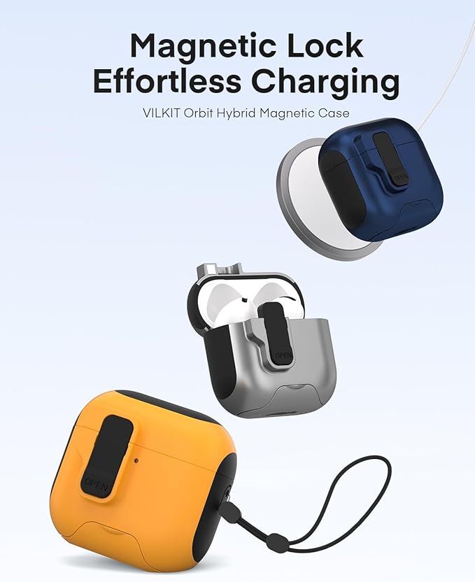 Maxjoy for AirPods 4 Case with Lock, AirPods 4th Generation Case Cover with Cleaner Kit Shockproof AirPod Gen 4 Protective Cases with Keychain Compatible with Apple AirPods4 2024, Yellow