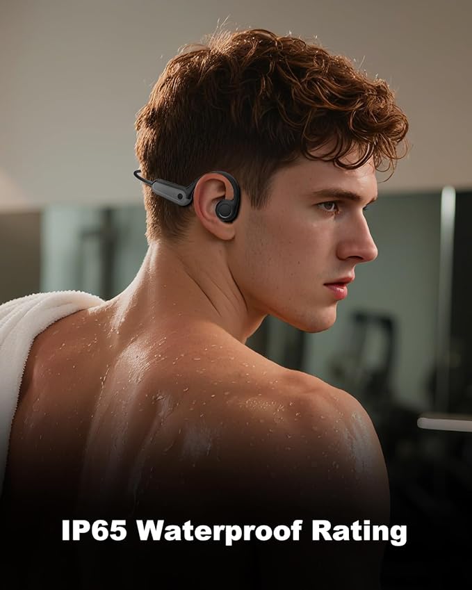 Wireless Bone Conduction Headphones,Bone Conduction Earbuds 10H Playtimes Sports Earphones with Mic,Open Ear Bluetooth 5.3 Headphones,Sweat Resistant Sports Headset for Running,Workout,Cycling Black