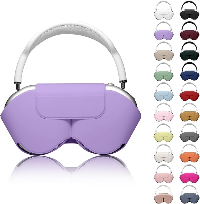 for Apple Airpods Max Case,Headphones Protective Case for AirPod Max Supports Sleep Mode, Anti-Scratch and Anti-Dust,Airpod Pro Max by PU Leather,Purple 2