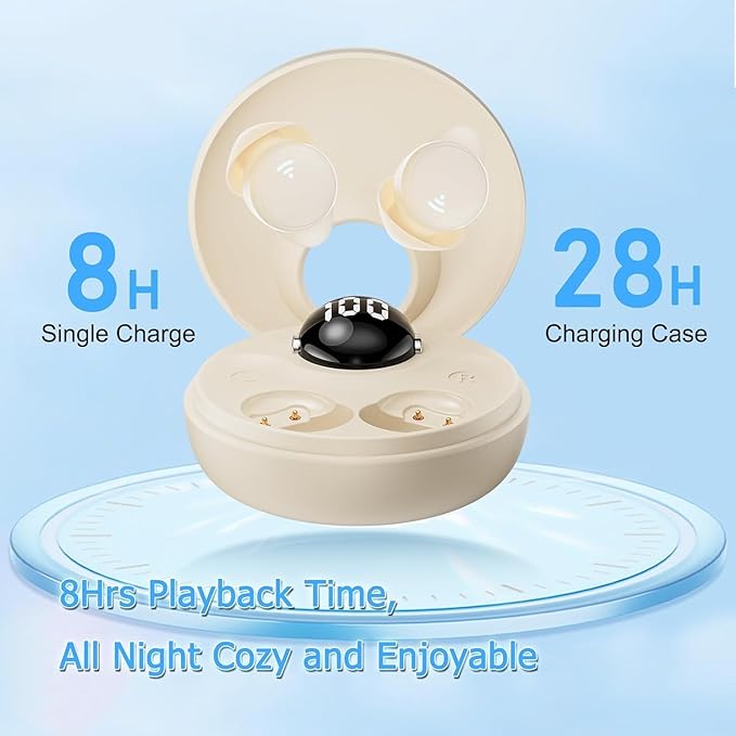 Side Sleeper Earbuds, Wireless Earbuds for Sleeping, Suitable for Small Ear, Stereo Sound, Fast Charging with Charging Case