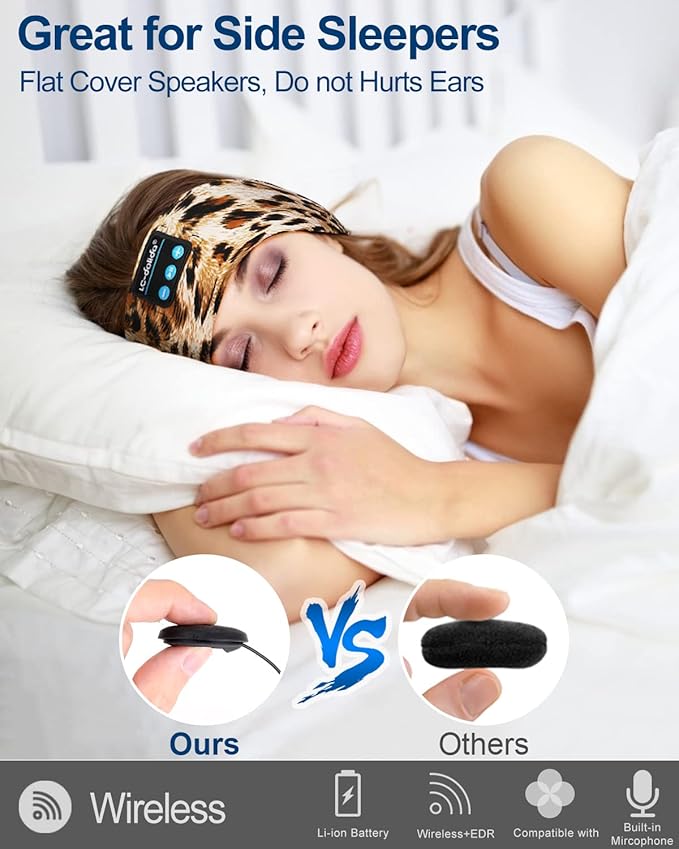 LC-dolida Sleep Headphones Bluetooth, Sleep Headphones Sleep with Thin HD Stereo Speakers Perfect for Side Sleepers, Sport, Yoga, Travel Best Gift Ideas Perfect for Sports