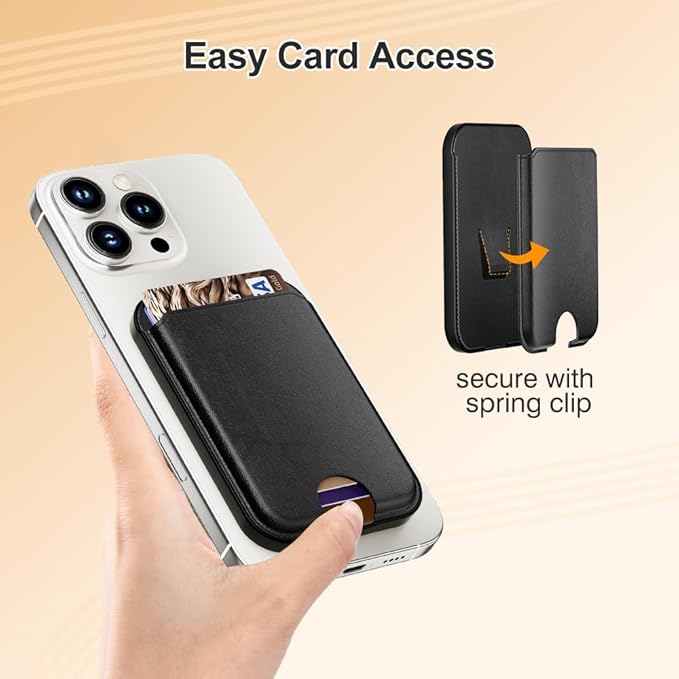 Magnetic Phone Grip for Mag Safe Kickstand Compatible with MagSafe Phone Wallet, All-in-1 Phone Ring Holder Snap with Card for Mag Safe iPhone 17/16/15/14/13 Series Case [2025 Version], Black