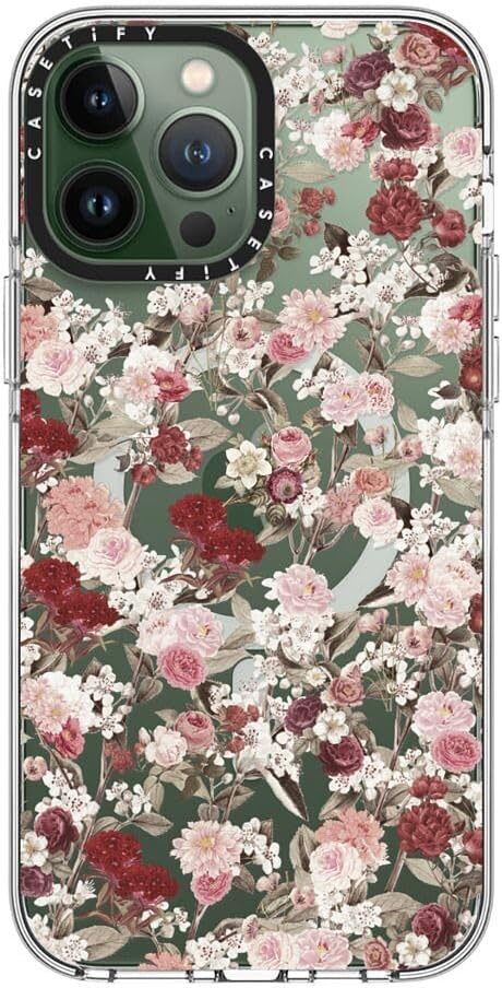 CASETiFY Clear iPhone 13 Pro Max Case [Not Yellowing / 6.6 ft. 3X Military Grade Drop Protection/Compatible with Magsafe] - Vintage Flower Monday - Clear