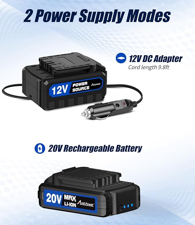 AVID POWER Tire Inflator Portable Air Compressor,20V Cordless Tire Pump, Rechargeable Air Pump for Car Tires and other Inflatables (Blue)