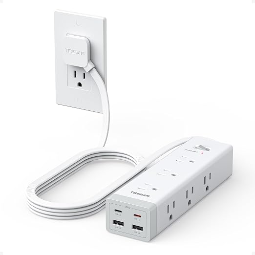 TESSAN Surge Protector Power Strip with 1050J Protection, 6 Ft, Grey