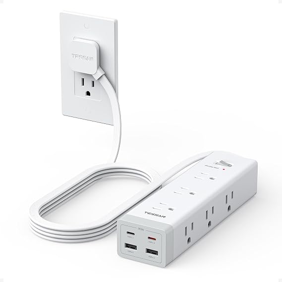 TESSAN Surge Protector Power Strip with 1050J Protection, 6 Ft, Grey