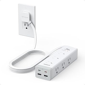 TESSAN Surge Protector Power Strip with 1050J Protection, 6 Ft, Grey