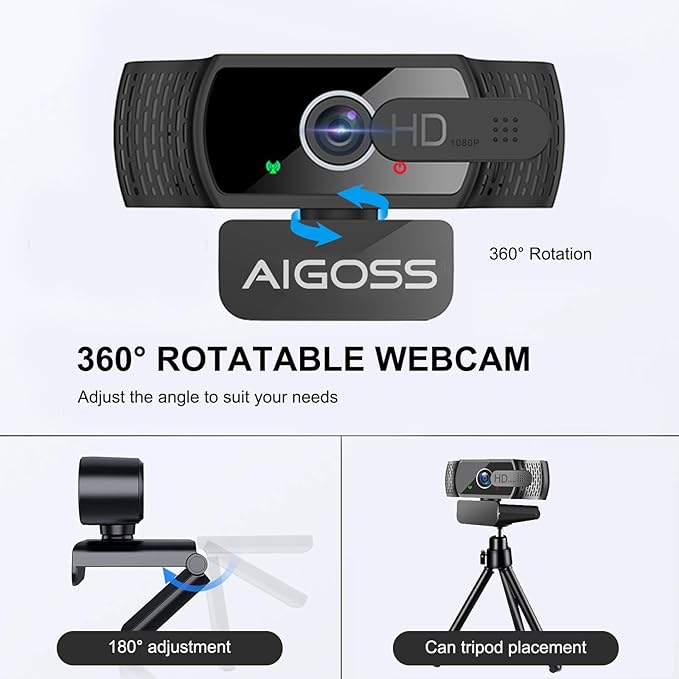 Wodgreat 1080P Webcam Computer Camera with Microphone & 95° Wide View - Auto Light Correction USB Webcam for PC, Mac, Laptop, Desktop - Built-in Privacy Cover Plug & Play for Zoom/Skype/Streaming
