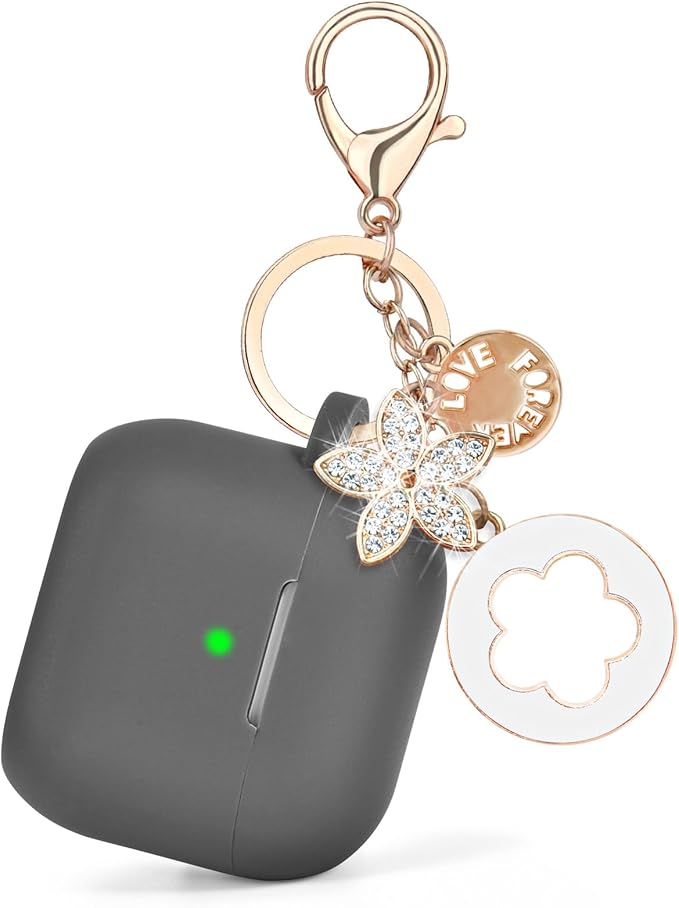 Case Compatible for Apple Airpods 4 - VISOOM Airpods 4 Cases 2024 Cover Women Anti-Drop Silicone iPods 4 Earbuds Wireless Accessorie Charging Cases Girl Bling Keychain for Airpod iPods 4th Generation