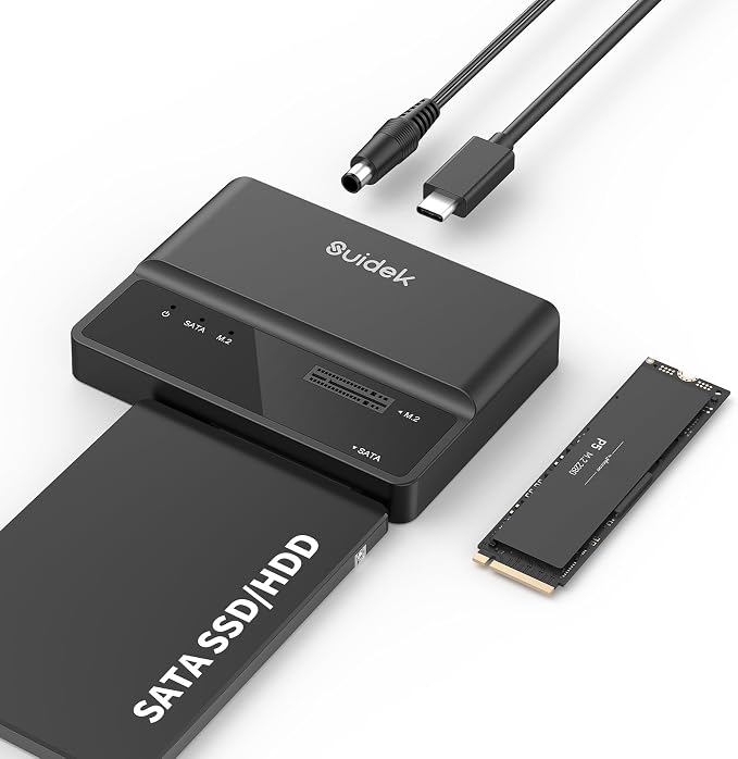 SUIDEK NVMe SSD Enclosure, 10Gbps USB to M.2 and SATA Adapter Tool Free