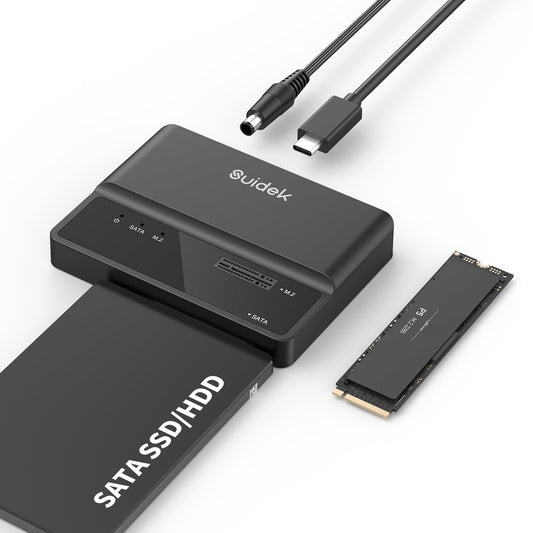SUIDEK NVMe SSD Enclosure, 10Gbps USB to M.2 and SATA Adapter Tool Free