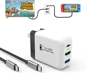 Mirabox 65W Portable Dock Charger for Nintendo Switch, Compatible with Switch OLED/Steam Deck/ROG Ally/Samsung Dex/iPad/MacBook, 4K 60Hz USB C TV Docking Station, Support Charging and HDMI Output