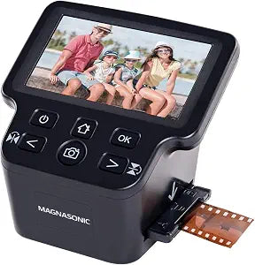 Magnasonic All-in-One 24MP Film Scanner with Large 5" Display & HDMI, Converts 35mm/126/110/Super 8 Film & 135/126/110 Slides into Digital Photos (FS71)