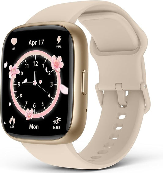 SOUYIE Smart Watches for Women, IP68 Waterproof, Alexa Built-in, 1.83" HD Customizable Display, Heart Rate, Blood Oxygen, Sleep, Weather Updates, Fitness Tracker for Android & iOS, Glod