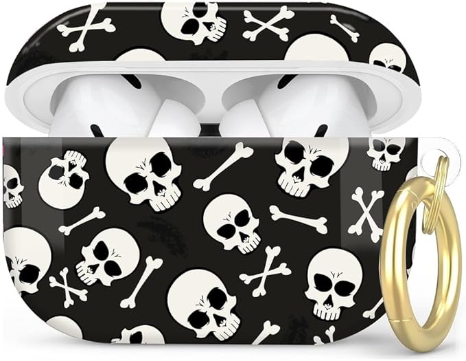 Compatible with AirPod Pro 2nd/1st Generation Case Cover with Key Chain,Full Protective Shockproof Wireless Headphone Case for Airpod Pro 2023/2022/2019(Skulls and Crossbones)