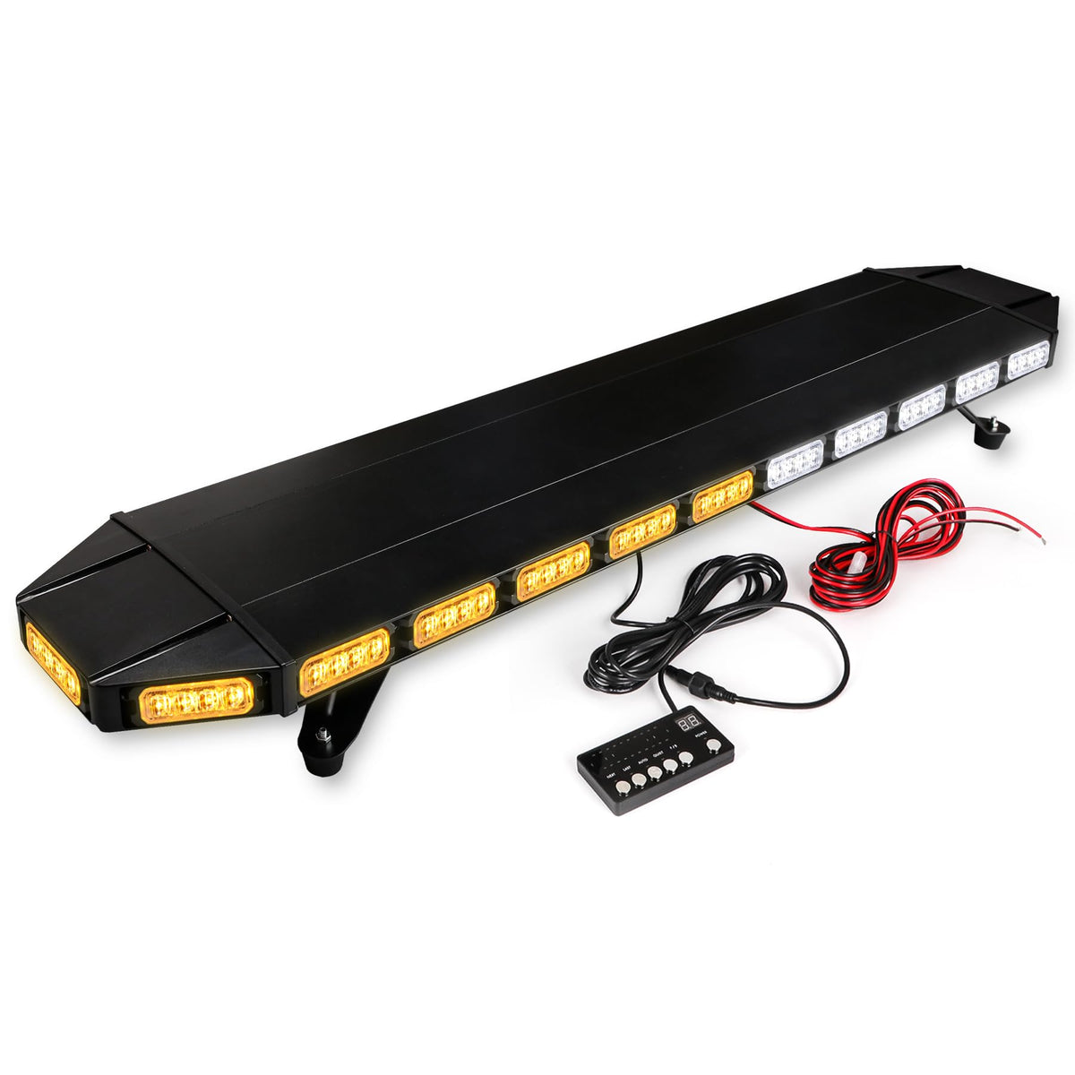CUMART Upgraded 48" 104LED Extreme High Intensity Construction Emergency Warning Strobe Light Bar Rooftop Low Profile Hazard Flashing for Tow Truck Vehicle (Amber/White)