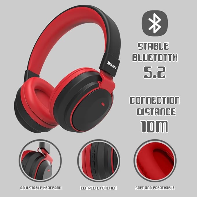 Kids Headphones Bluetooth 5.3 Wireless 60H Play Time Volume Limited 85/110dB Over Ear Foldable Headset with Cable Aux Mic for iPad Notebook Boy Girl Travel School Tablet Black